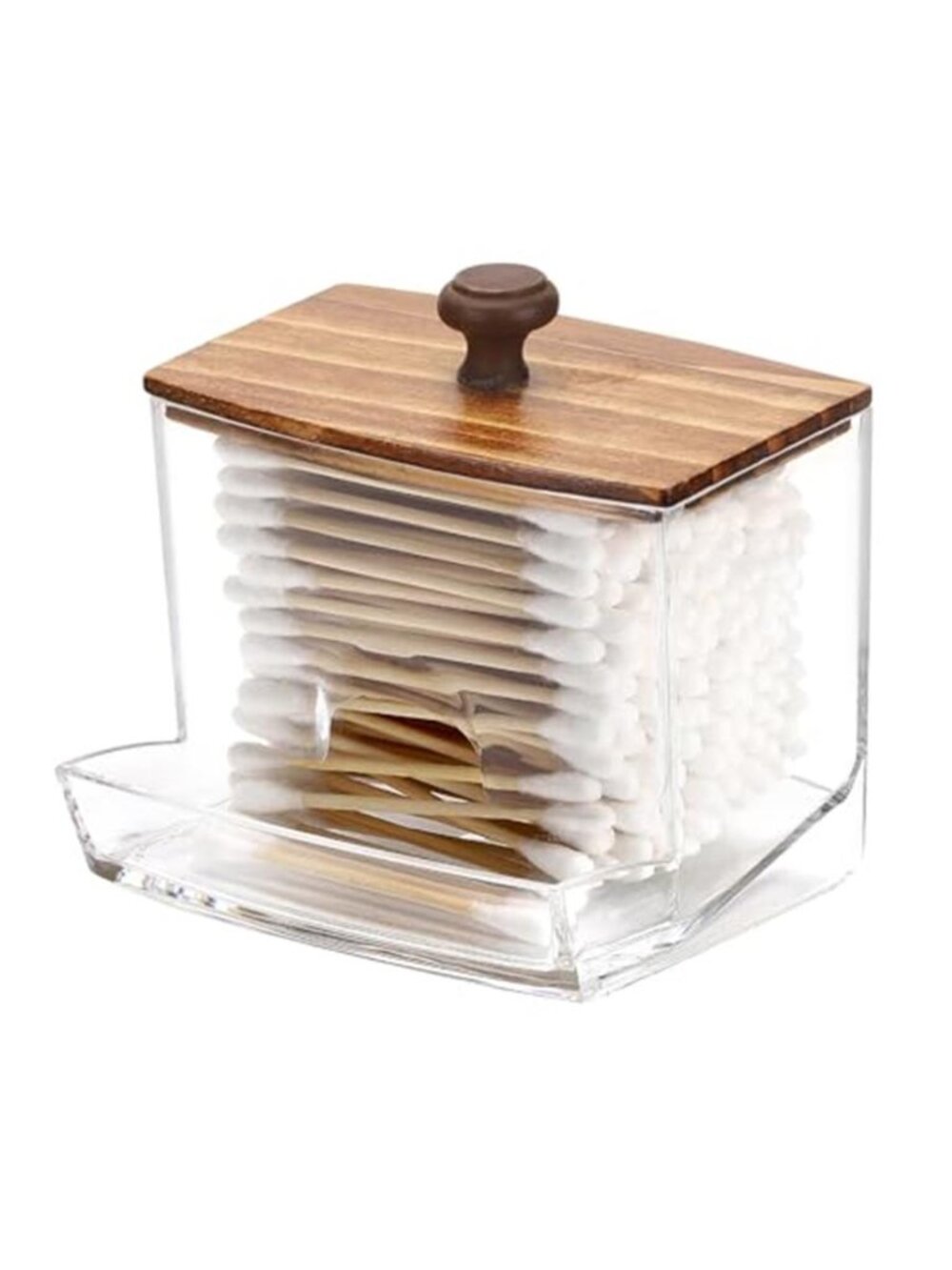 Q-Tip Holder Dispenser Big Clear Bathroom Container for Cotton